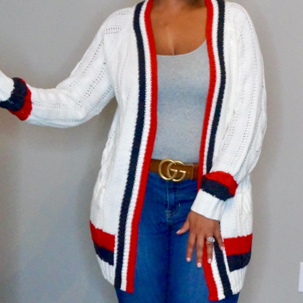 KANDI Stripe Trim Cardigan